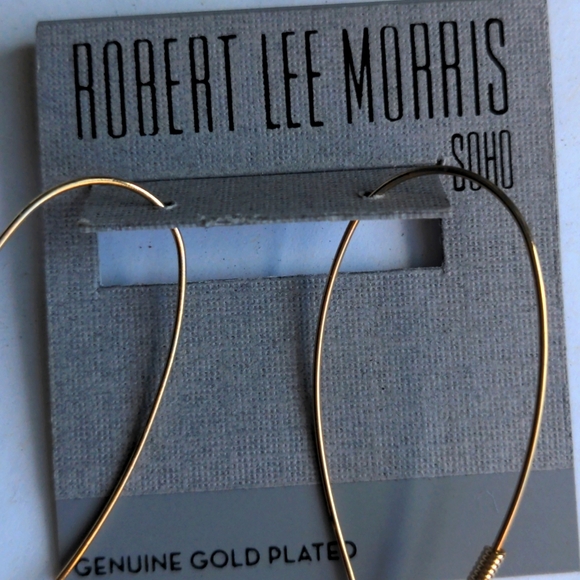 New Vintage Robert Lee Morris earrings. Gold-plated drop dangle 2 1/4+. - Picture 3 of 6
